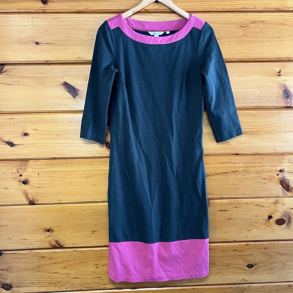 Boden Delicate Womens Coralie Jersey Dress Sz US 6L Color Green Pink 100% Cotton - Picture 2 of 5